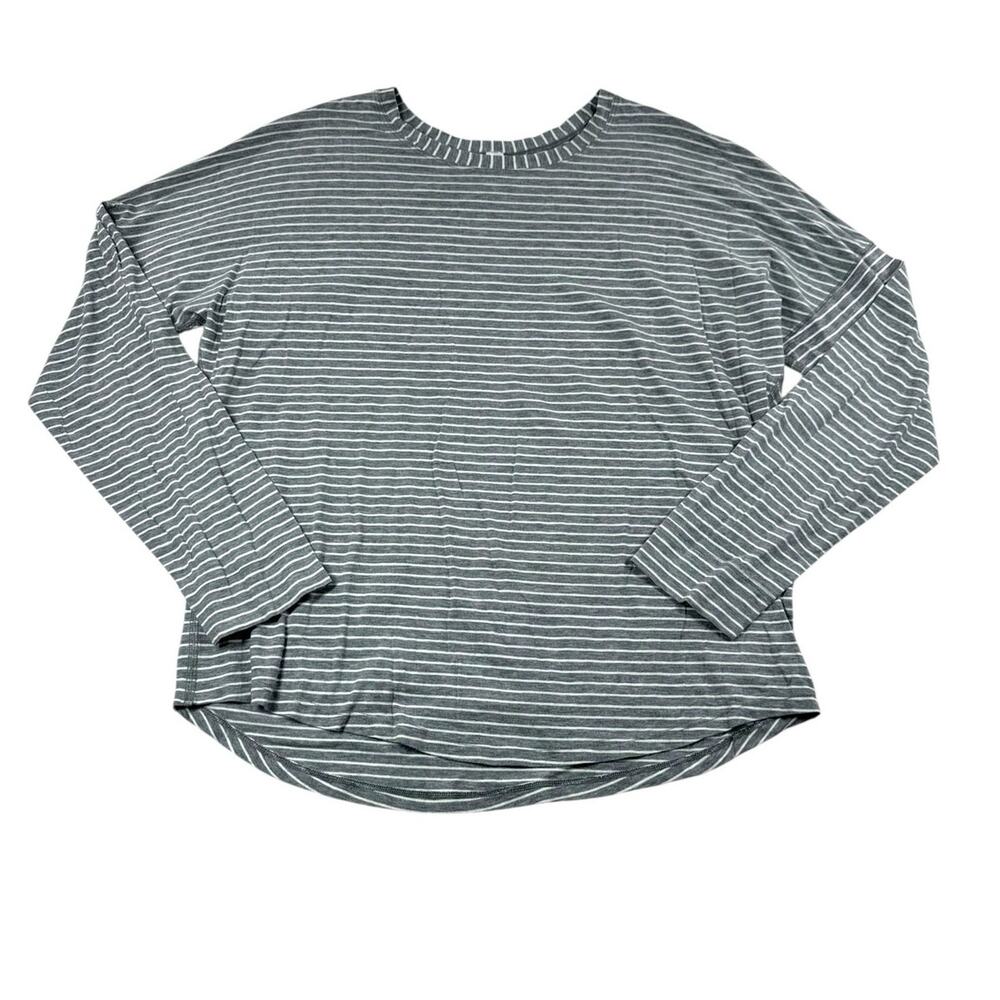 lululemon Cruiser Striped Long Sleeve 6 Grey White Pima Cotton Casual Basic